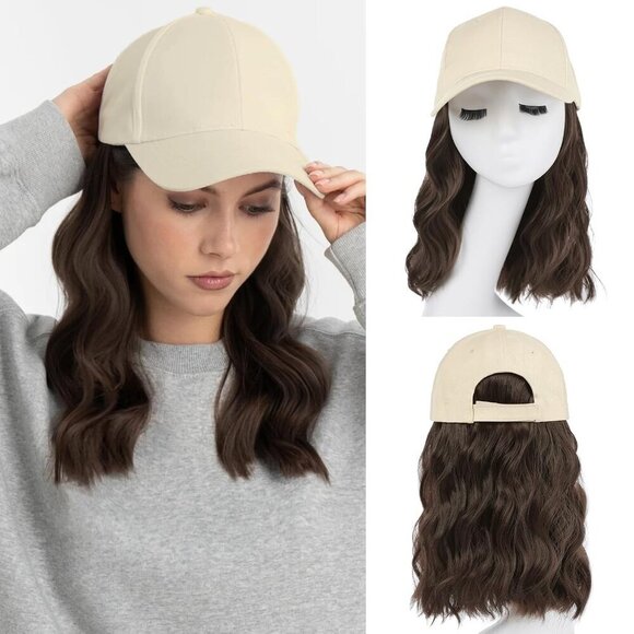 Hat Wig Women Baseball Cap with Hair Attached Short Wave Synthetic Adjustable main image 4